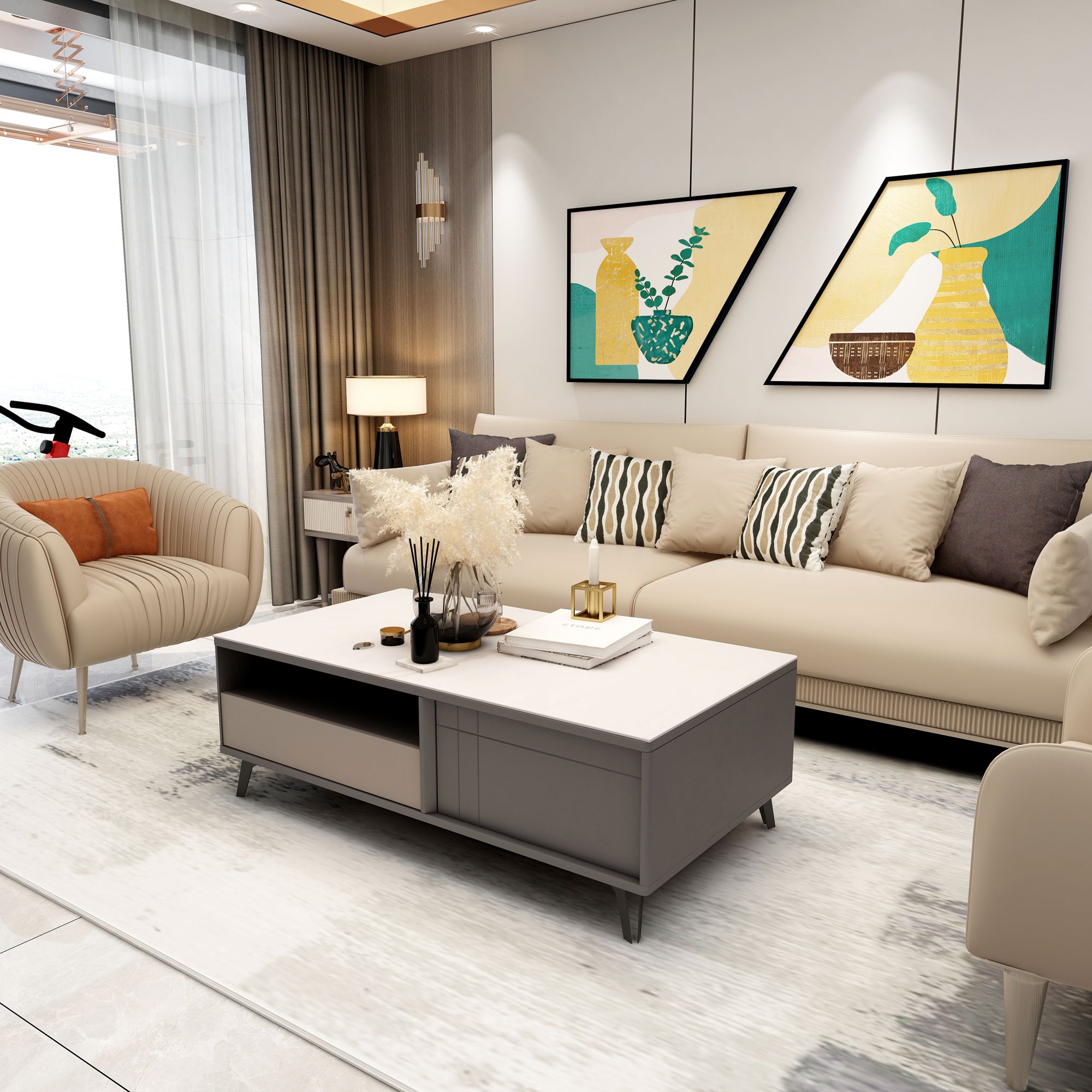 芝华仕 现代简约客厅头等舱真皮多功能科技布功能沙发-功能沙发-2021美间（软装设计采购助手）
